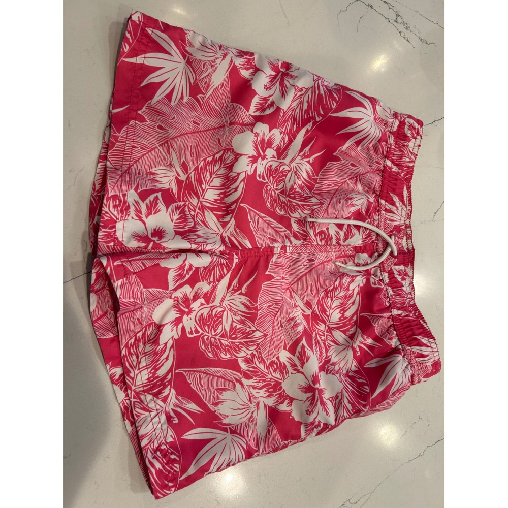 Janie and Jack Swim Trunks Pink‎ Tropical Hibiscus Floral Boys Swimwear bin c